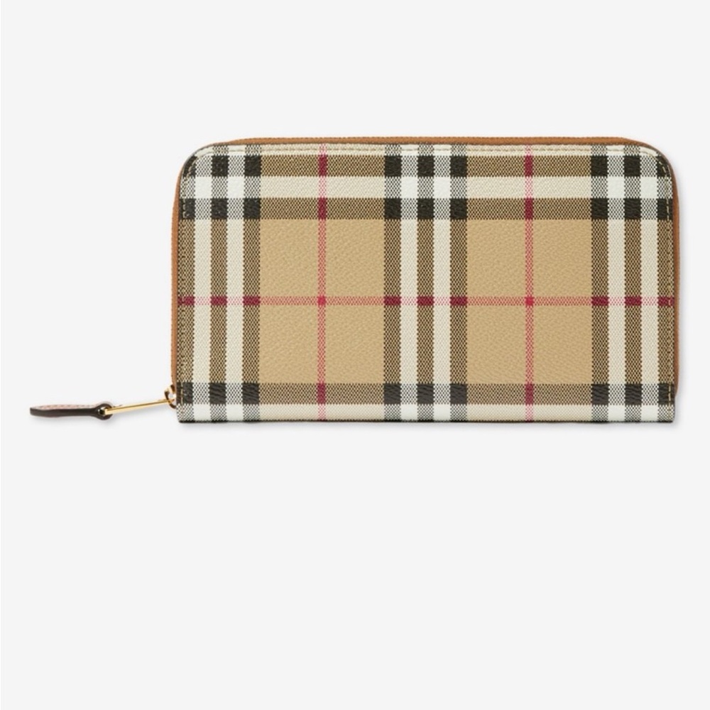 Burberry Beige and Red Checkered Wallet